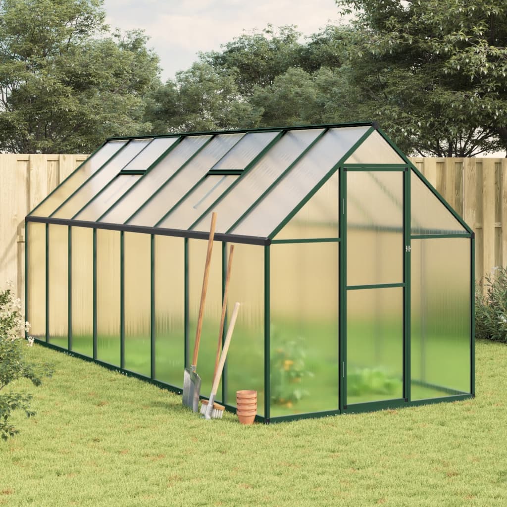 VidaXL Serre de jardin avec cadre de base 445x169x195 cm aluminium vert