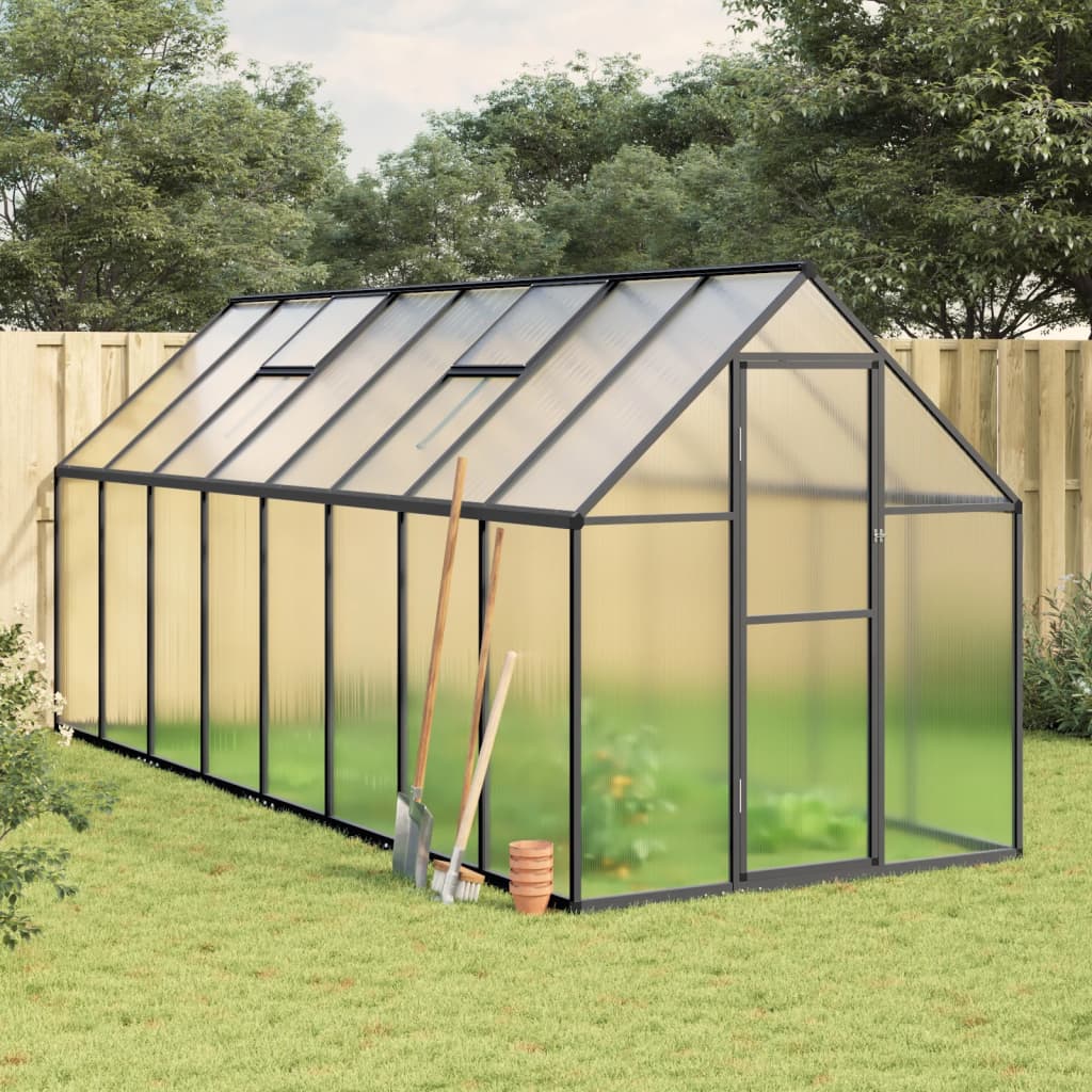 VidaXL Serre de jardin avec cadre de base 445x169x195 cm aluminium couleur anthracite