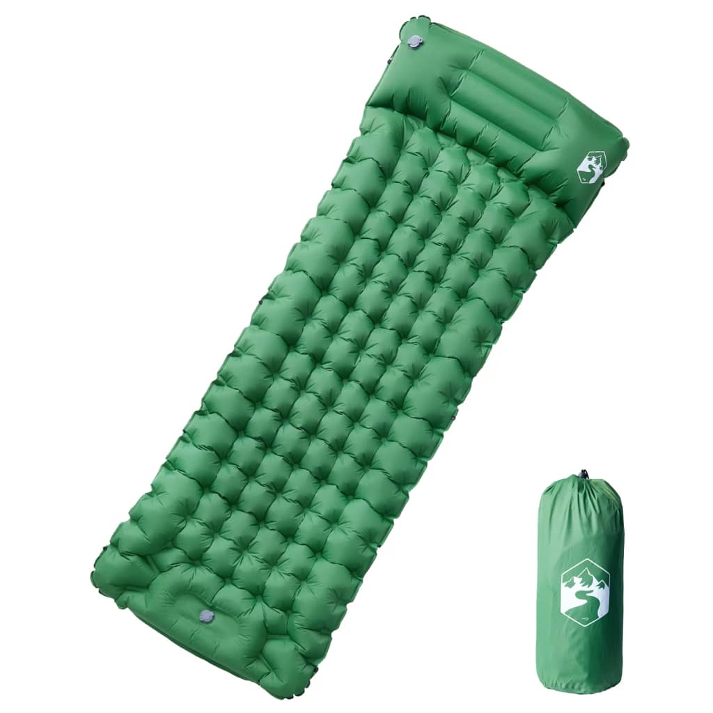 Vidaxl matelas de camping avec oreiller autogonflant 1 personne vert