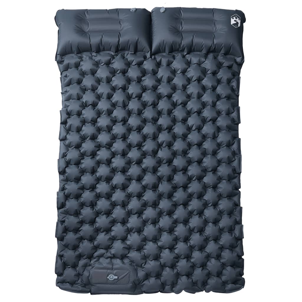 Vidaxl matelas de camping avec oreillers autogonflant 2 personnes gris
