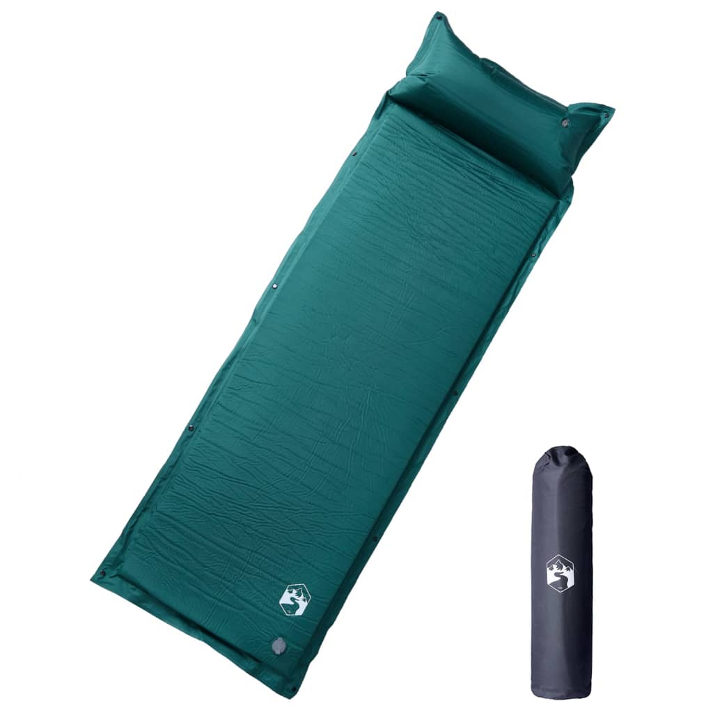 Vidaxl matelas de camping avec oreiller autogonflant 1 personne vert
