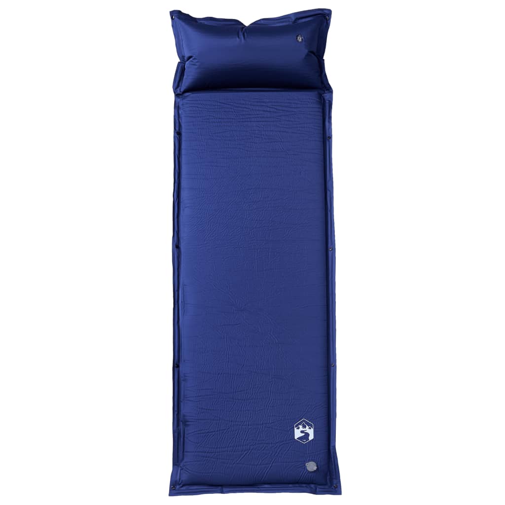 VidaXL matelas de camping avec oreiller autogonflant 1 personne bleu marine