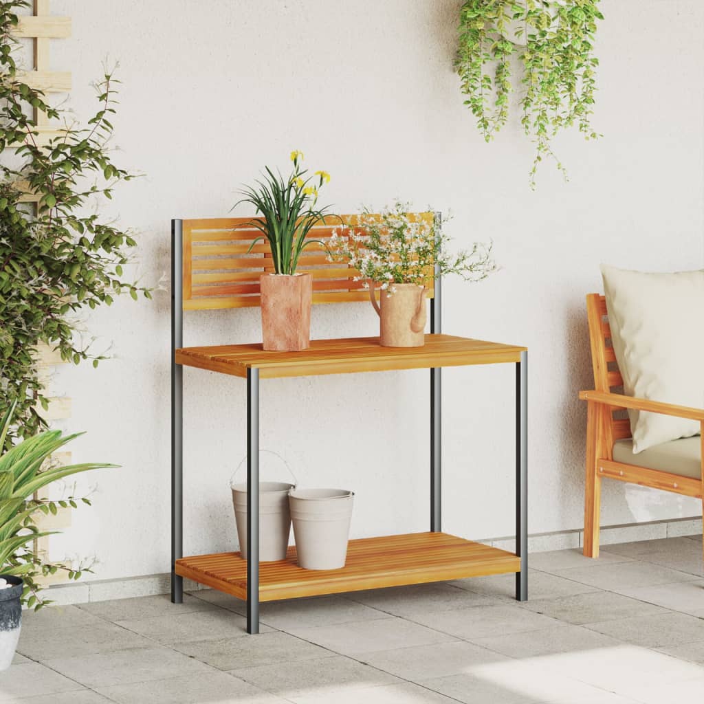 Vidaxxl table de travail de jardin 90x50x110 cm bois d'acacia massif et acier