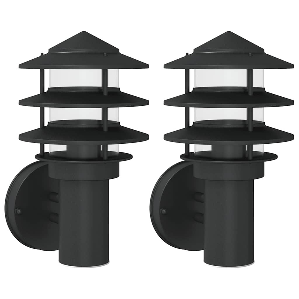 Vidaxx appliques d'extérieur 2 pcs acier inoxydable noir