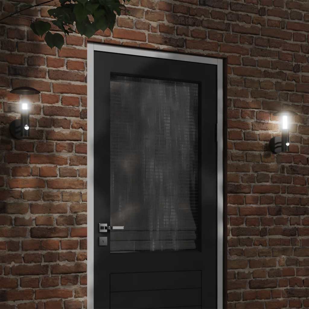 Vidaxx appliques d'extérieur 2 pcs avec capteurs acier inoxydable noir