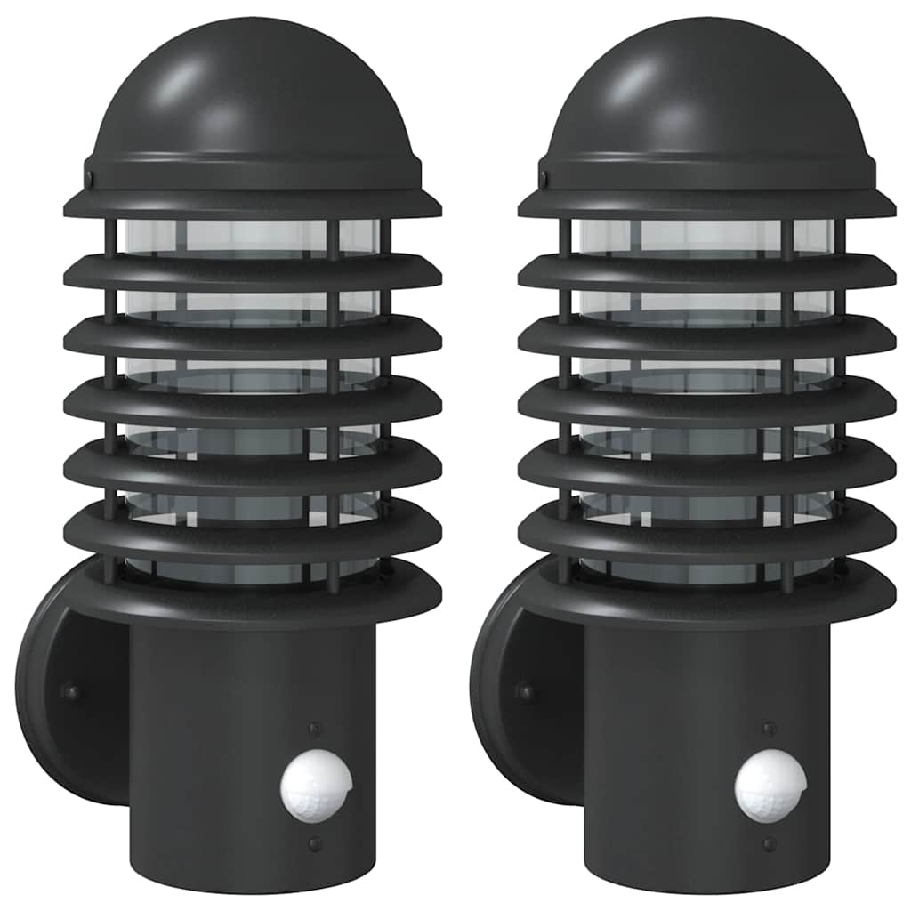 Vidaxx appliques d'extérieur 2 pcs avec capteurs acier inoxydable noir