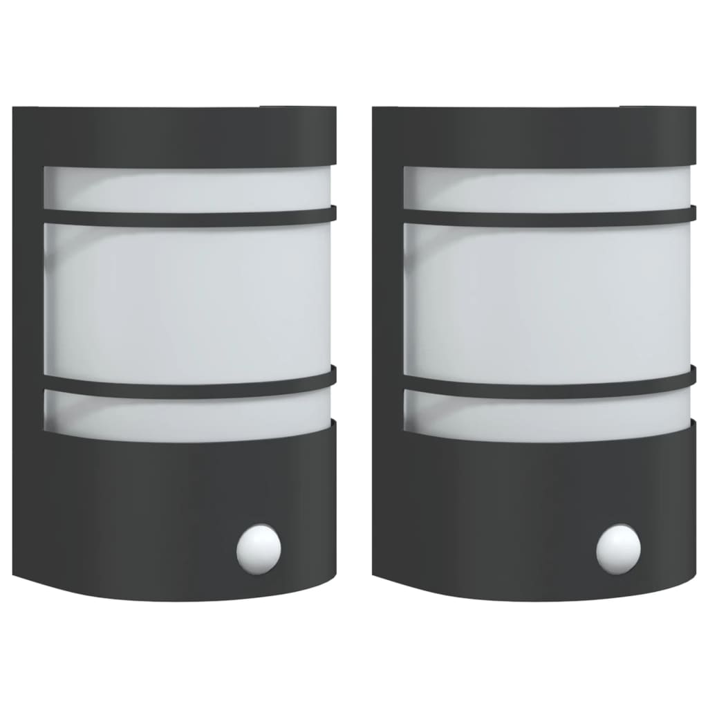 Vidaxx appliques d'extérieur 2 pcs avec capteurs acier inoxydable noir