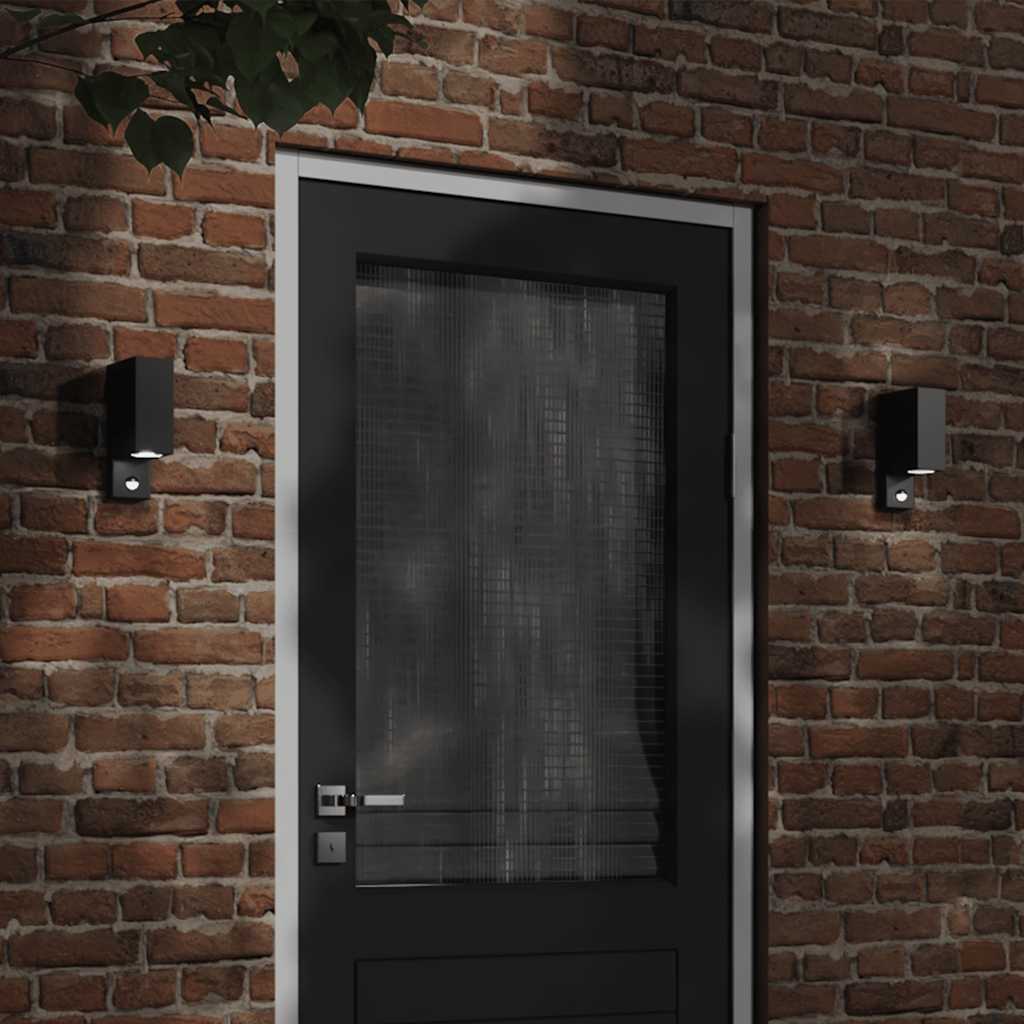 Vidaxx appliques d'extérieur 2 pcs avec capteurs fonte d'aluminium noir