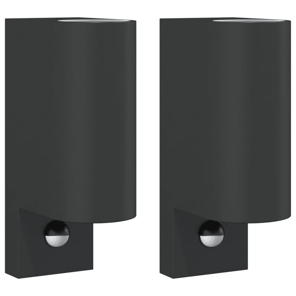 Vidaxx appliques d'extérieur 2 pcs avec capteurs fonte d'aluminium noir