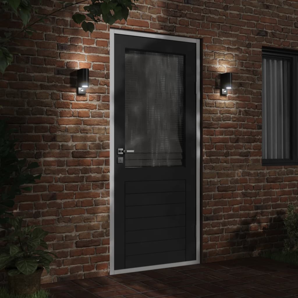 Vidaxx appliques d'extérieur 2 pcs avec capteurs fonte d'aluminium noir