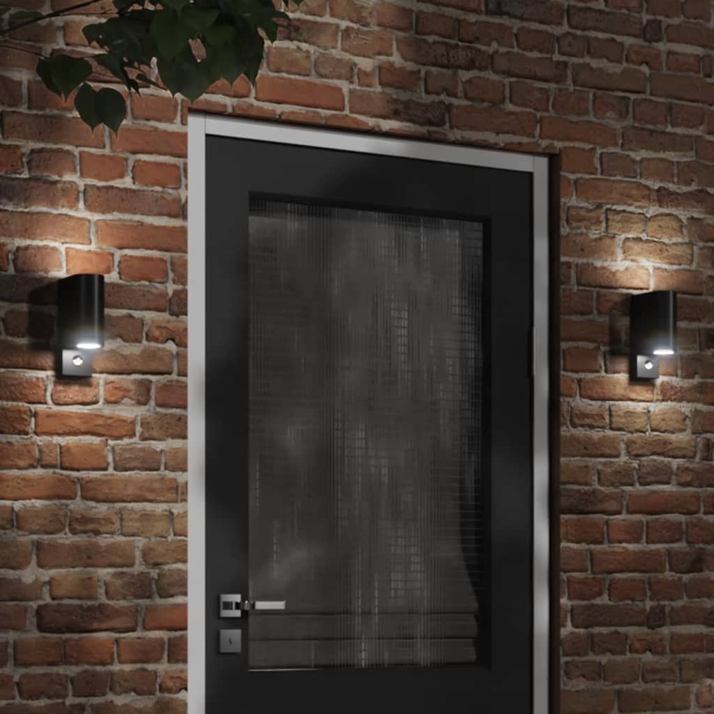 Vidaxx appliques d'extérieur 2 pcs avec capteurs fonte d'aluminium noir