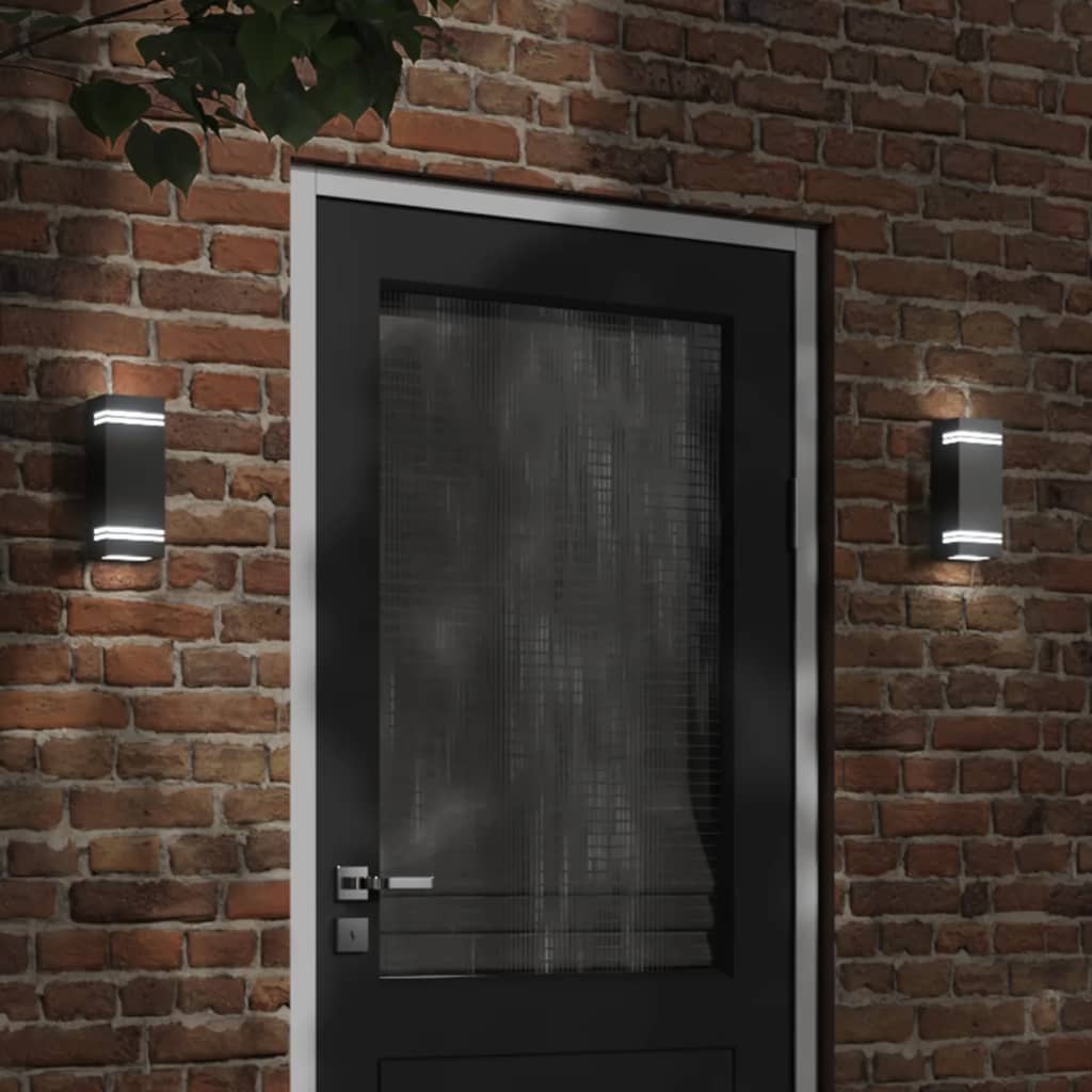 VidaXL appliques d'extérieur 2 pcs acier inoxydable noir