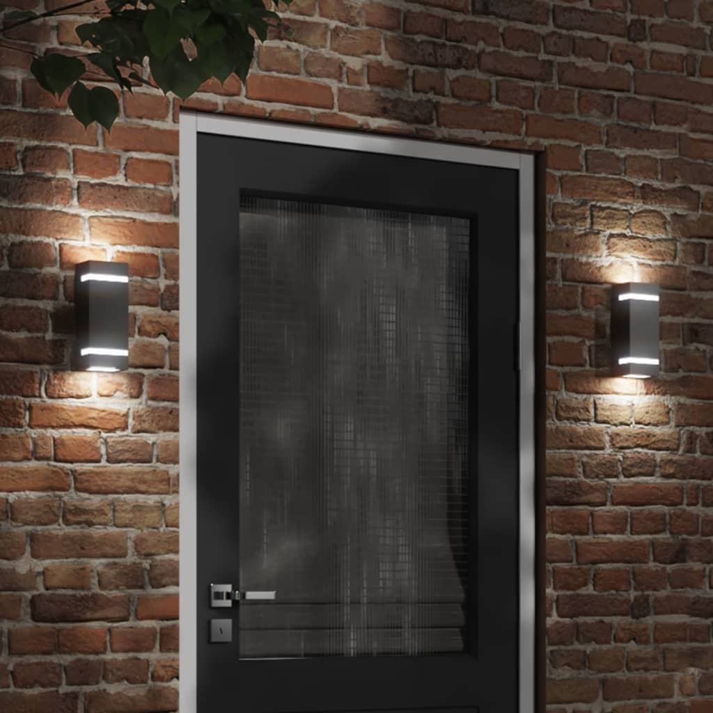 VidaXL appliques d'extérieur 2 pcs acier inoxydable noir