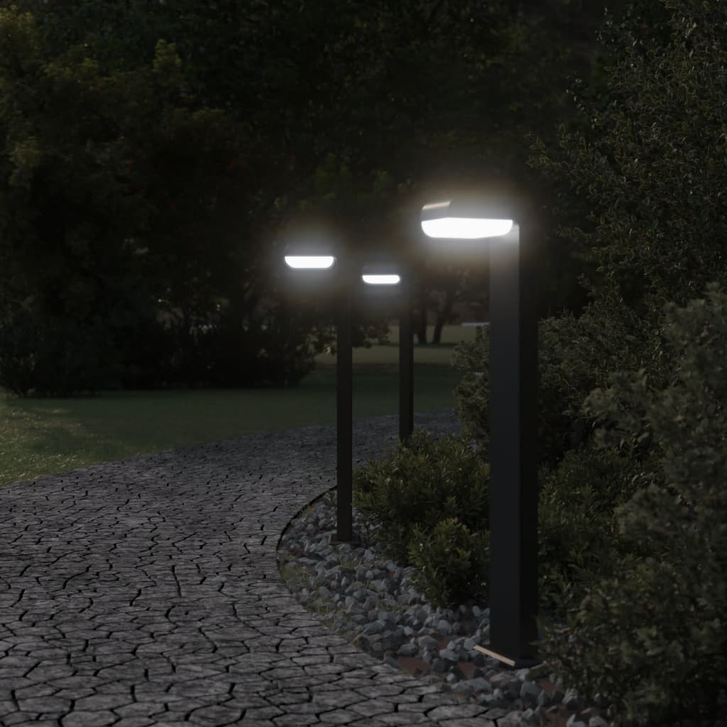 Vidaxx lampadaires d'extérieur 3 pcs 80 cm fonte d'aluminium noir