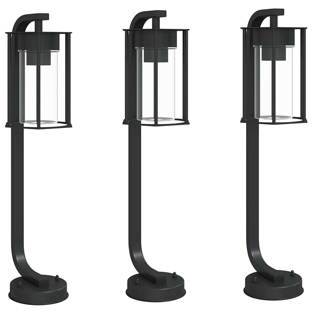 Vidaxx lampadaire d'extérieur 3 pcs 60 cm acier inoxydable noir