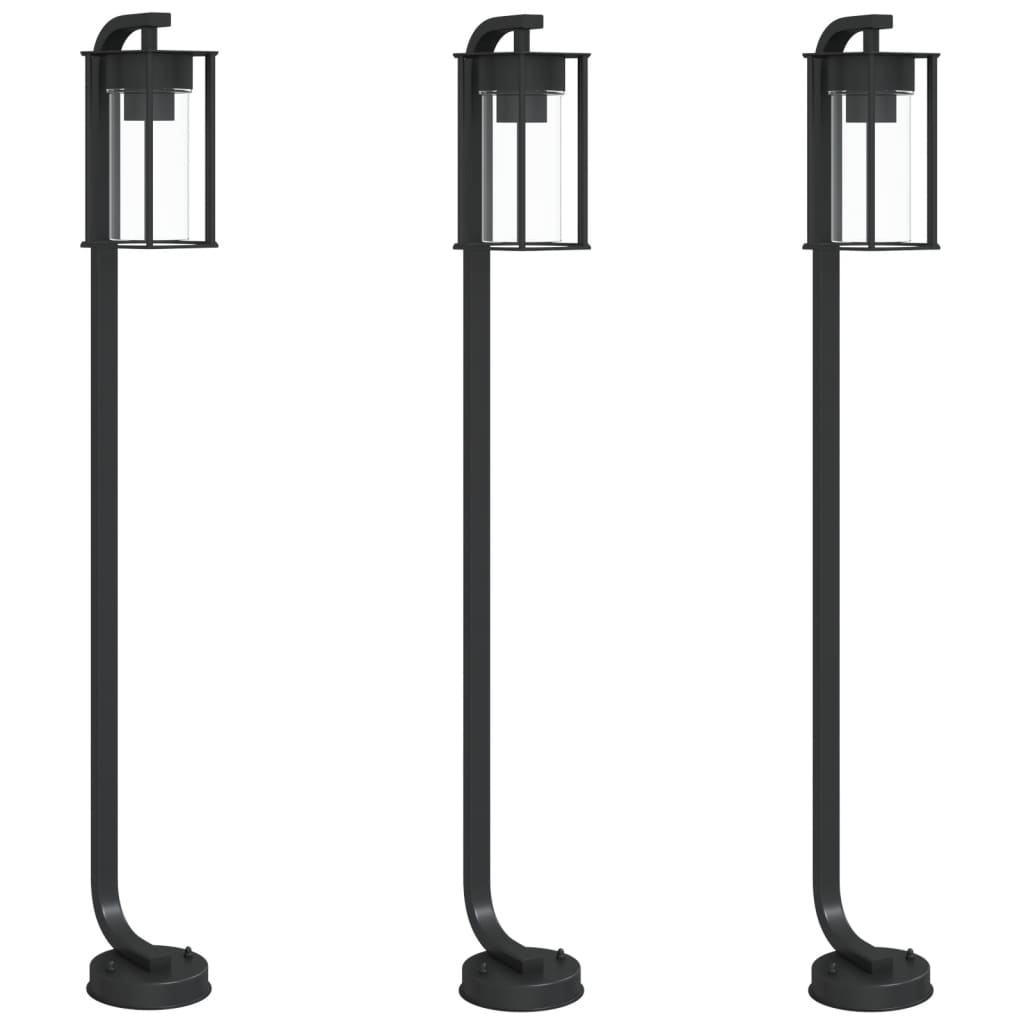 Vidaxx lampadaire d'extérieur 3 pcs 100 cm acier inoxydable noir