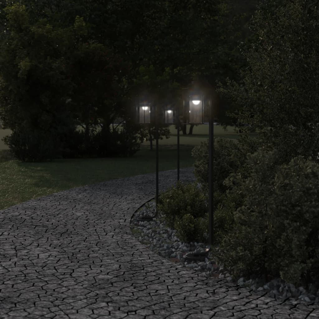 Vidaxx lampadaire d'extérieur 3 pcs 100 cm acier inoxydable noir