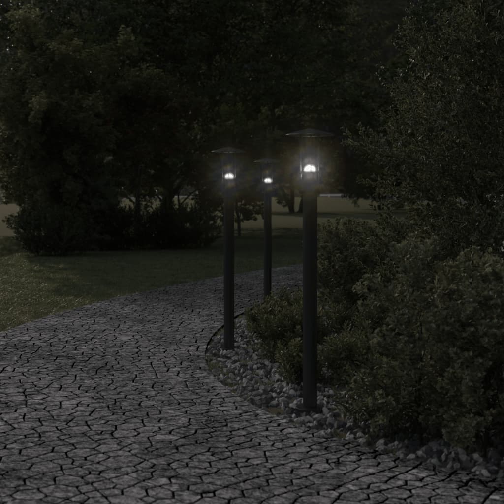 Vidaxx lampadaire d'extérieur 3 pcs 100 cm acier inoxydable noir