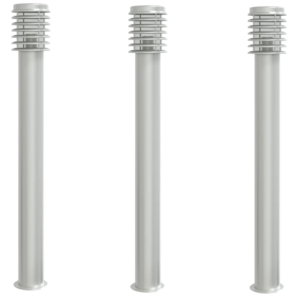 Vidaxx lampadaire d'extérieur 3 pcs 110 cm acier inoxydable couleur argent