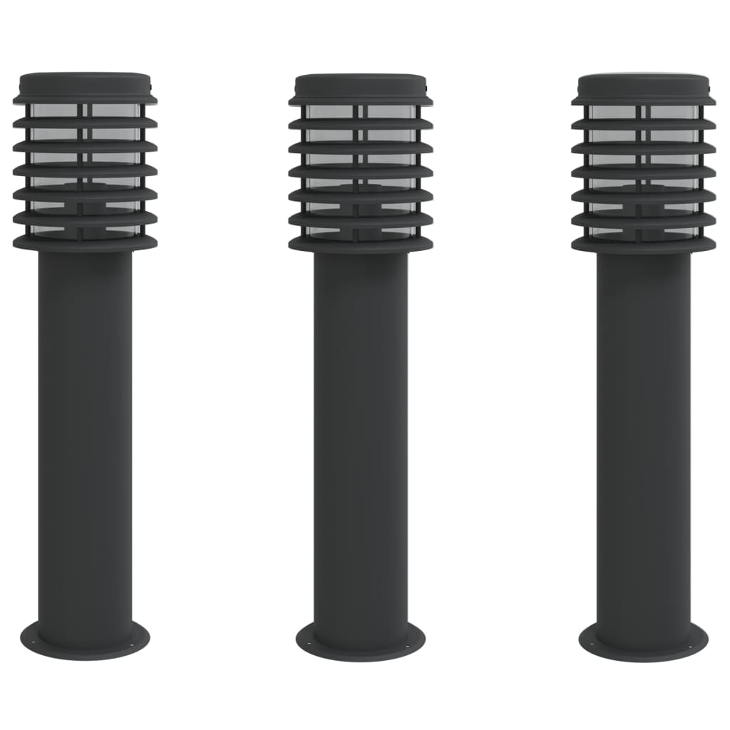 Vidaxx lampadaire d'extérieur 3 pcs 60 cm acier inoxydable noir