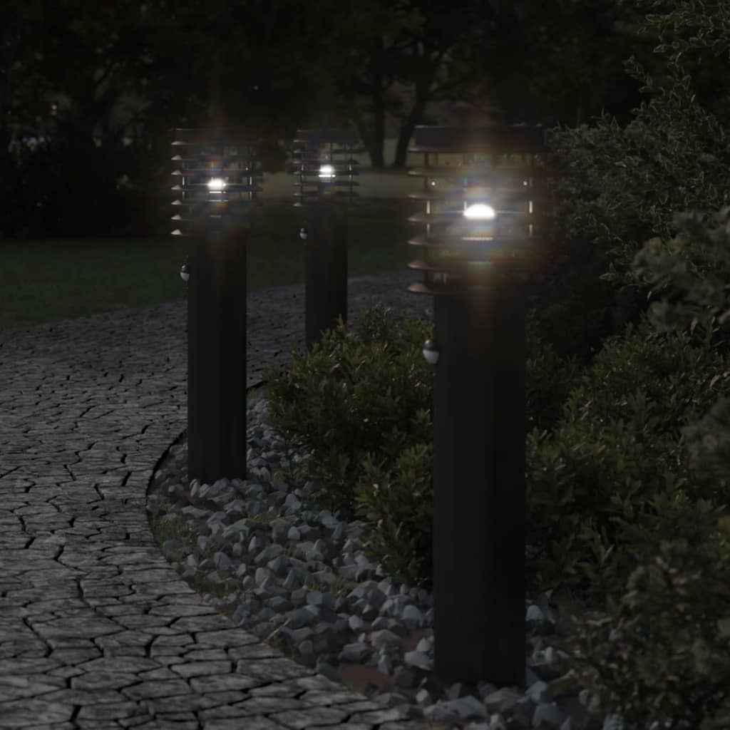VidaXL lampadaire d'extérieur avec capteur 60 cm acier inoxydable noir
