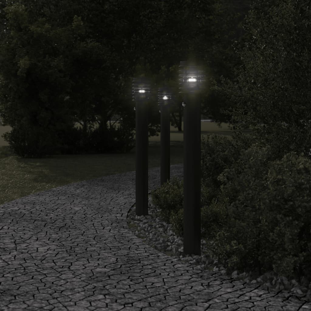 Vidaxxl lampadaire d'extérieur avec capteur 110 cm acier inoxydable noir