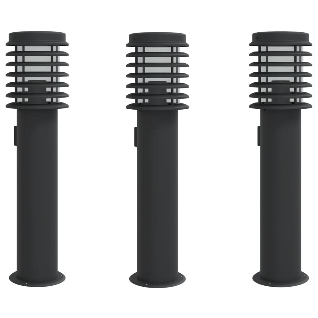 Vidaxx lampadaires d'extérieur 3 pcs douille 60 cm acier inoxydable noir