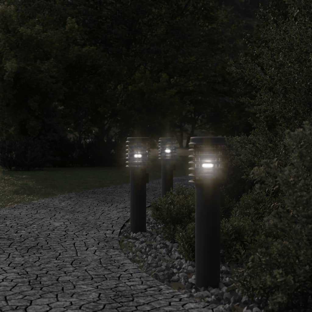 Vidaxx lampadaires d'extérieur 3 pcs douille 60 cm acier inoxydable noir