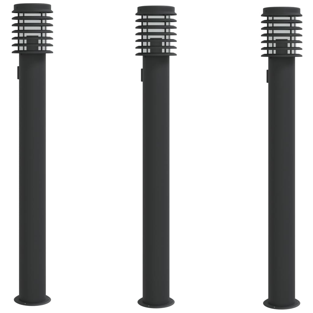 Vidaxx lampadaires d'extérieur 3 pcs douille 110 cm acier inoxydable noir