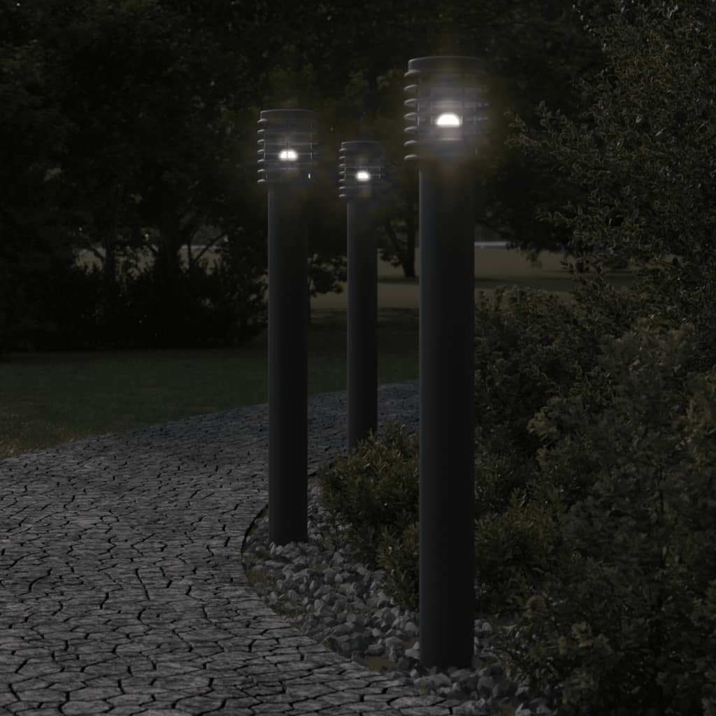Vidaxx lampadaires d'extérieur 3 pcs douille 110 cm acier inoxydable noir