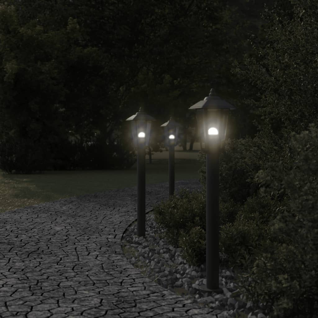Vidaxx lampadaire d'extérieur 3 pcs 80 cm acier inoxydable noir