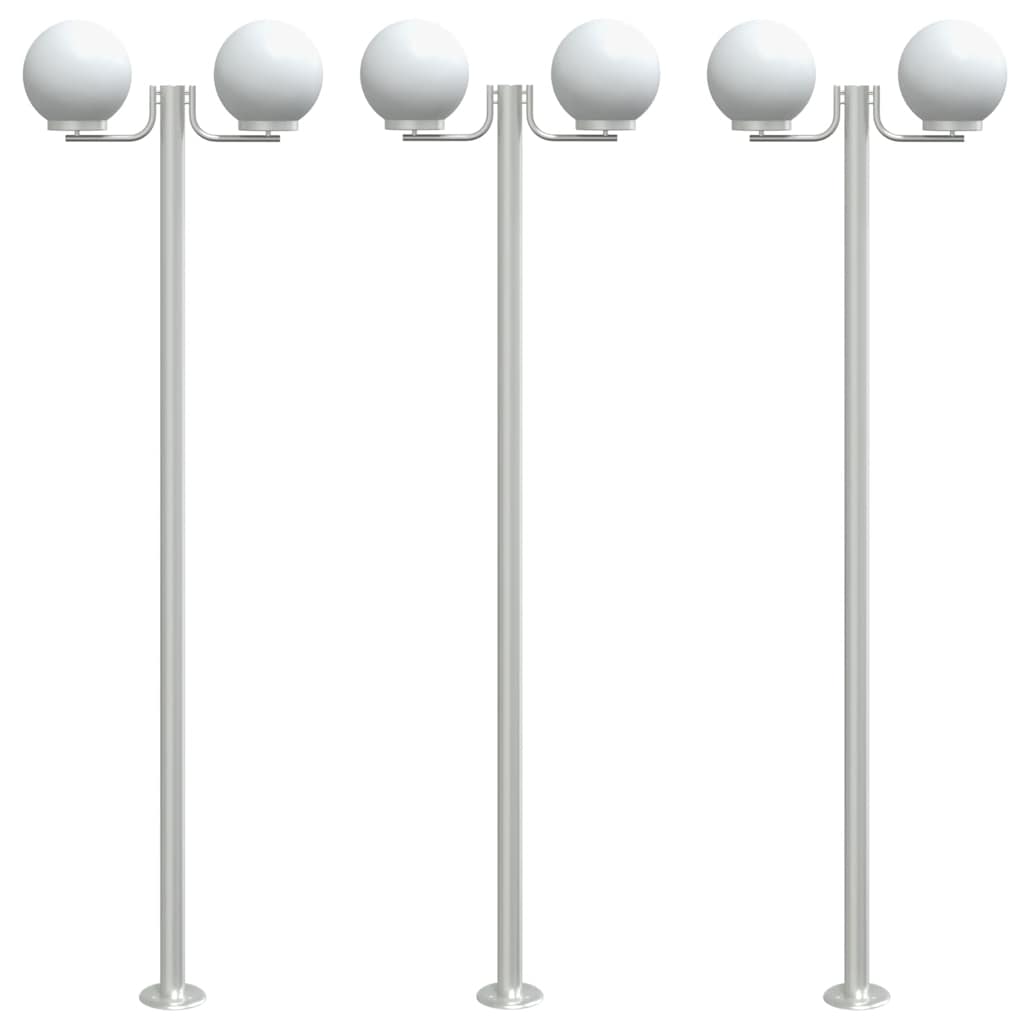 Vidaxx lampadaires d'extérieur 3 pcs 215 cm acier inoxydable couleur argent