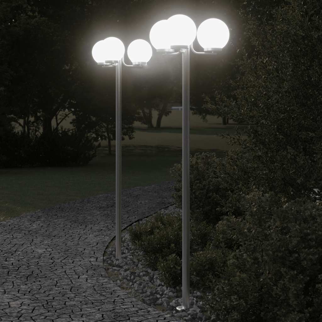 Vidaxx lampadaire d'extérieur 2 pcs 215 cm acier inoxydable couleur argent