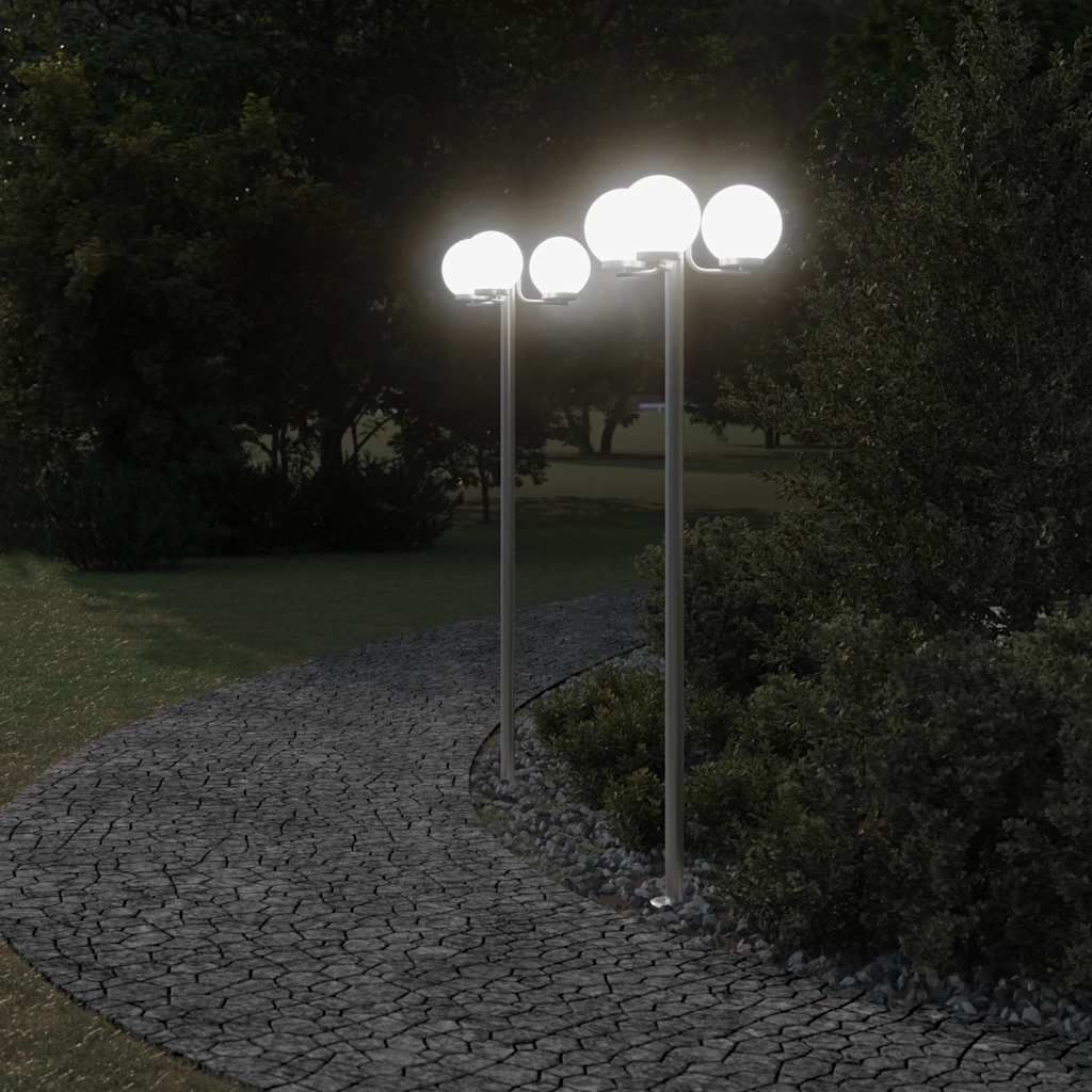 Vidaxx lampadaire d'extérieur 2 pcs 215 cm acier inoxydable couleur argent