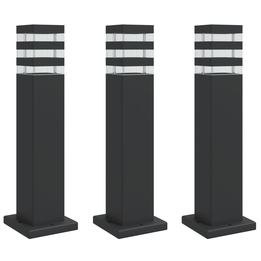 Vidaxx lampadaires d'extérieur 3 pcs 50 cm aluminium noir