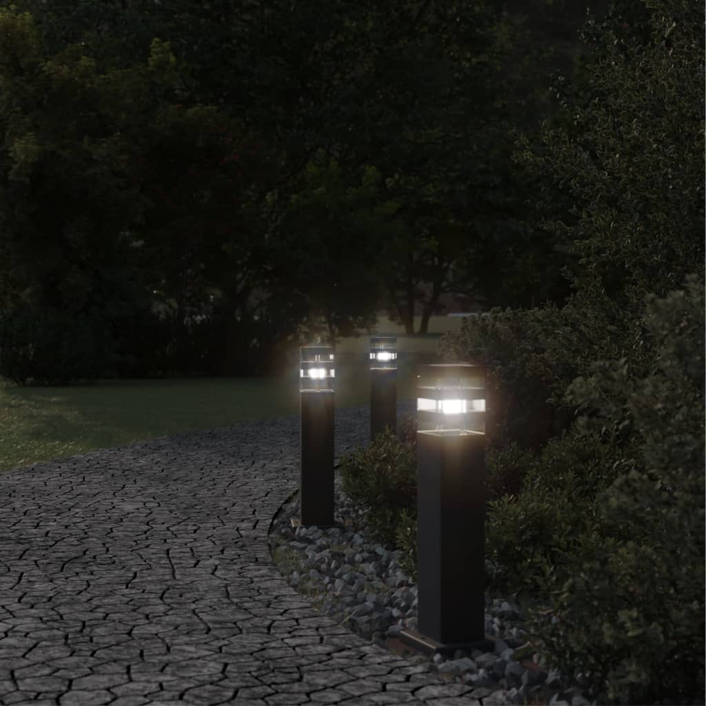 Vidaxx lampadaires d'extérieur 3 pcs 50 cm aluminium noir