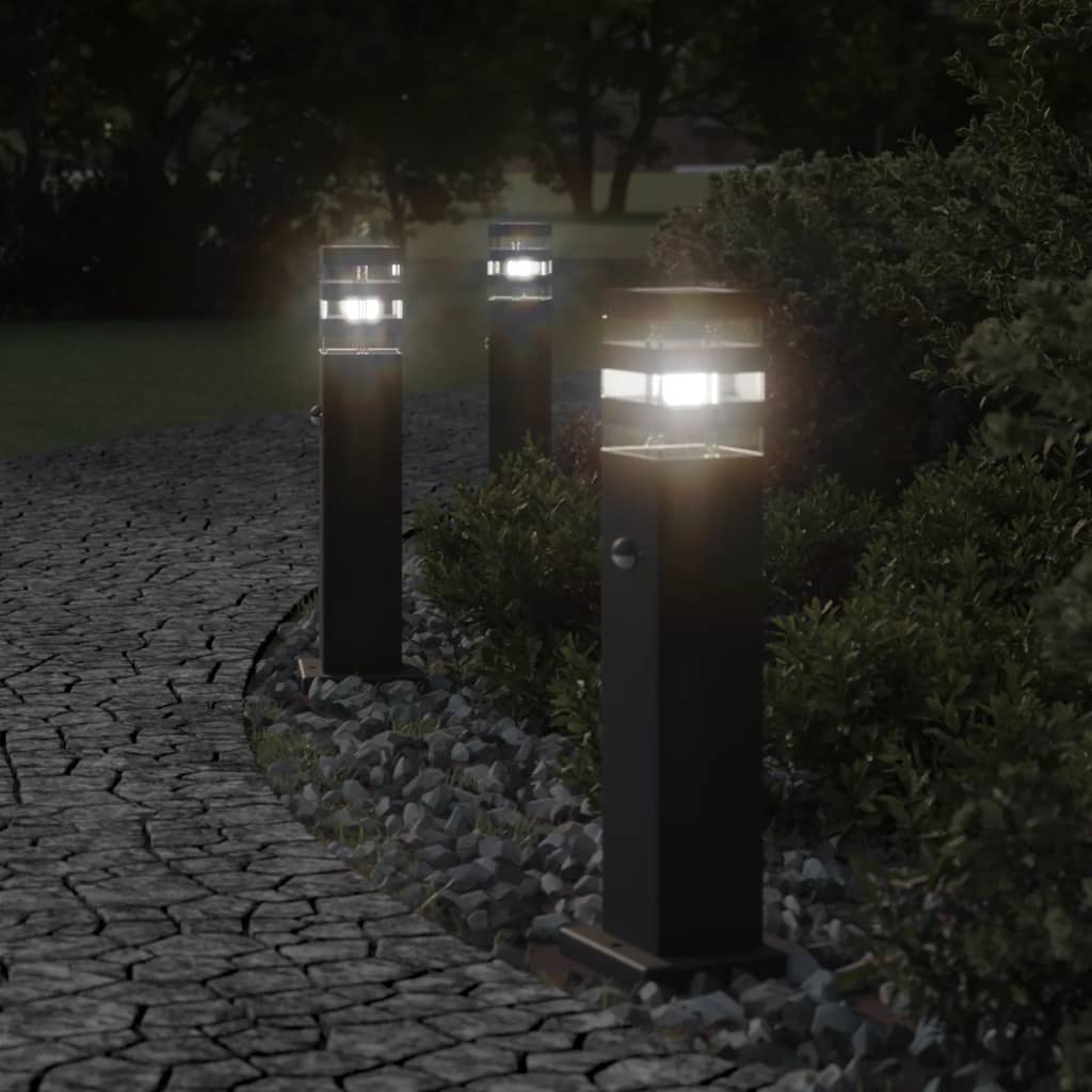 Vidaxx lampadaires d'extérieur 3 pcs avec capteur 50 cm aluminium noir