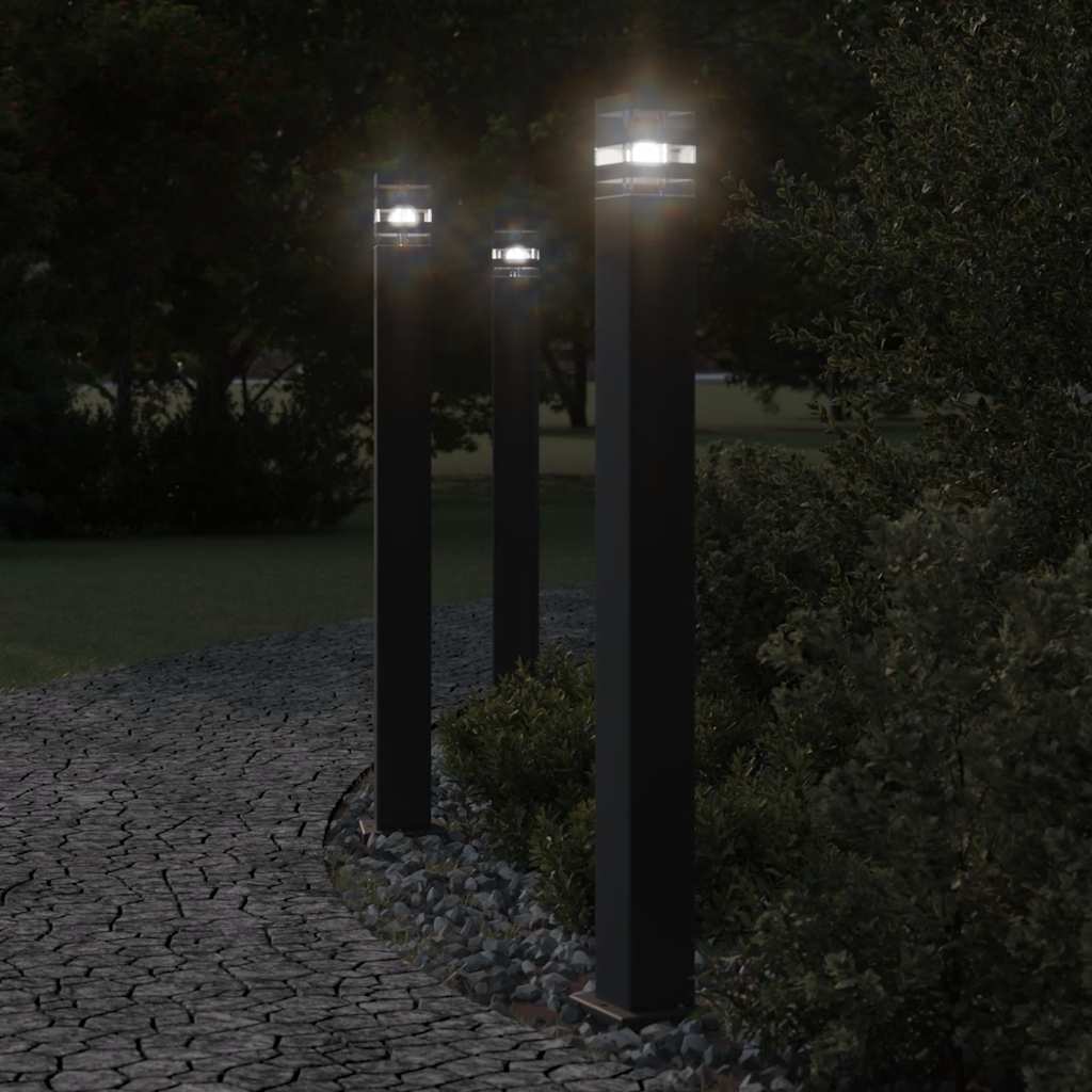 Vidaxx lampadaires d'extérieur 3 pcs avec capteur 110 cm aluminium noir