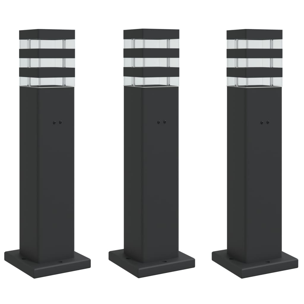 Vidaxx lampadaires d'extérieur 3 pcs avec douille 50 cm aluminium noir