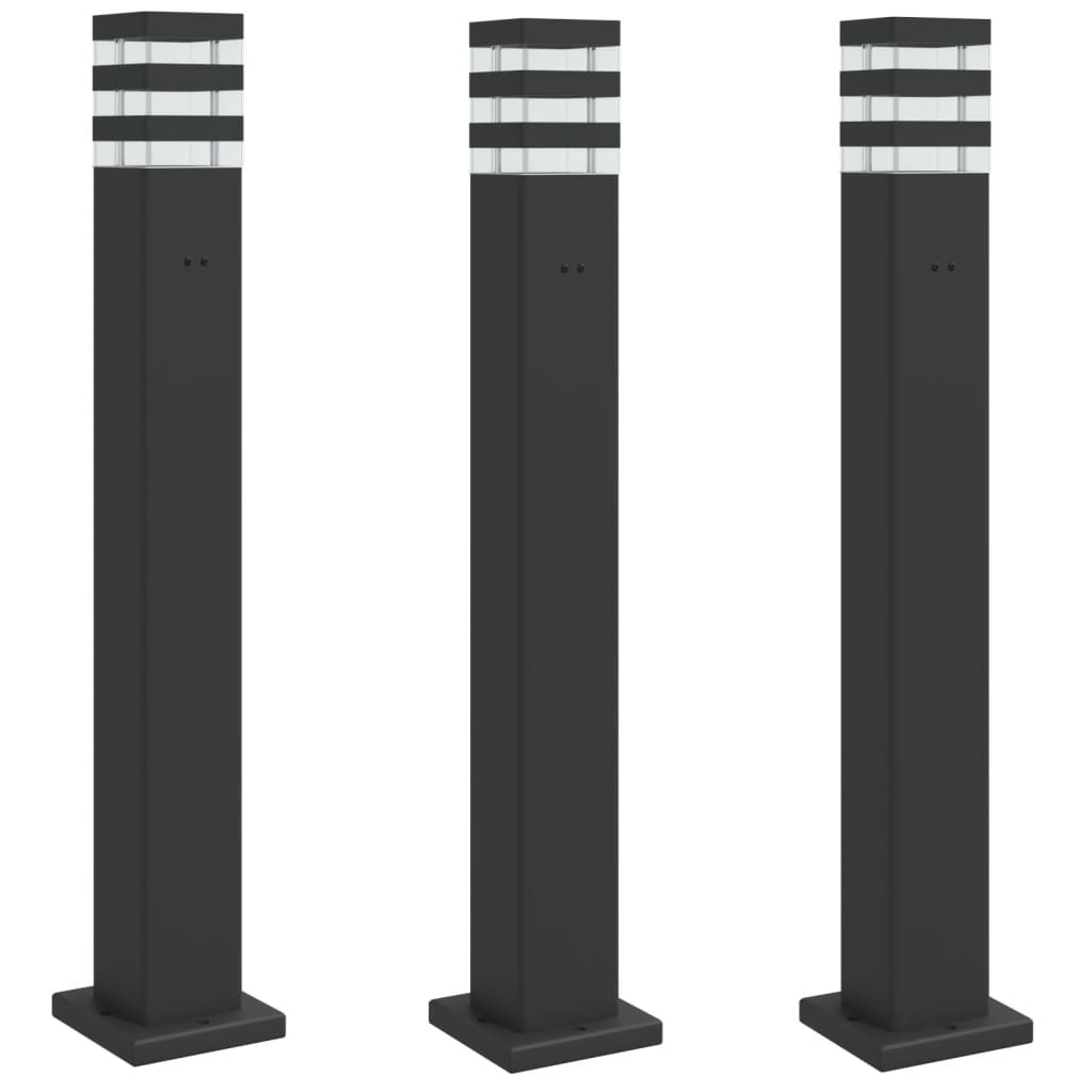 Vidaxx lampadaires d'extérieur 3 pcs avec douille 80 cm aluminium noir