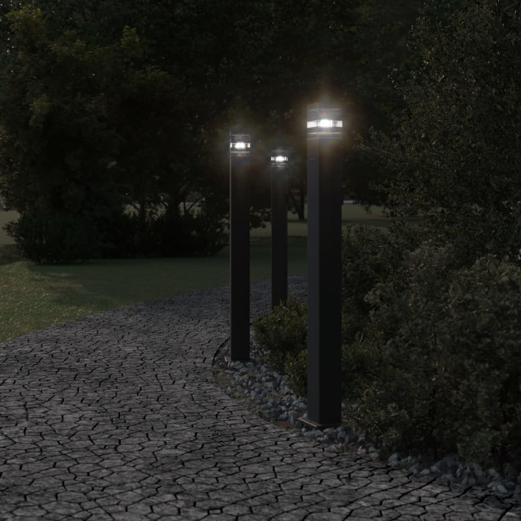 Vidaxx lampadaires d'extérieur 3 pcs avec douille 110 cm aluminium noir
