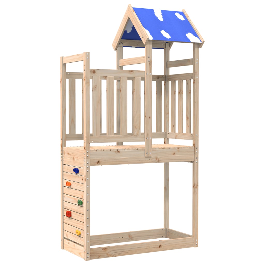Tour de jeu Vidaxx avec mur d'escalade 110,5x52,5x215 cm en bois de pin massif