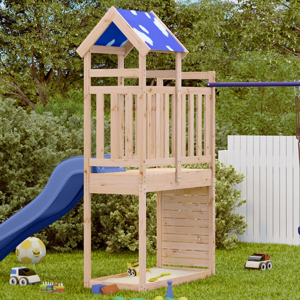 Tour de jeu Vidaxx avec mur d'escalade 110,5x52,5x215 cm en bois de pin massif