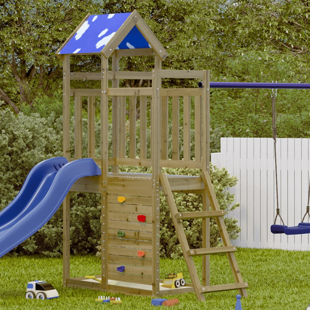 VidaXL Tour de jeu avec paroi rocheuse 110,5x52,5x215 cm Bois imprégné