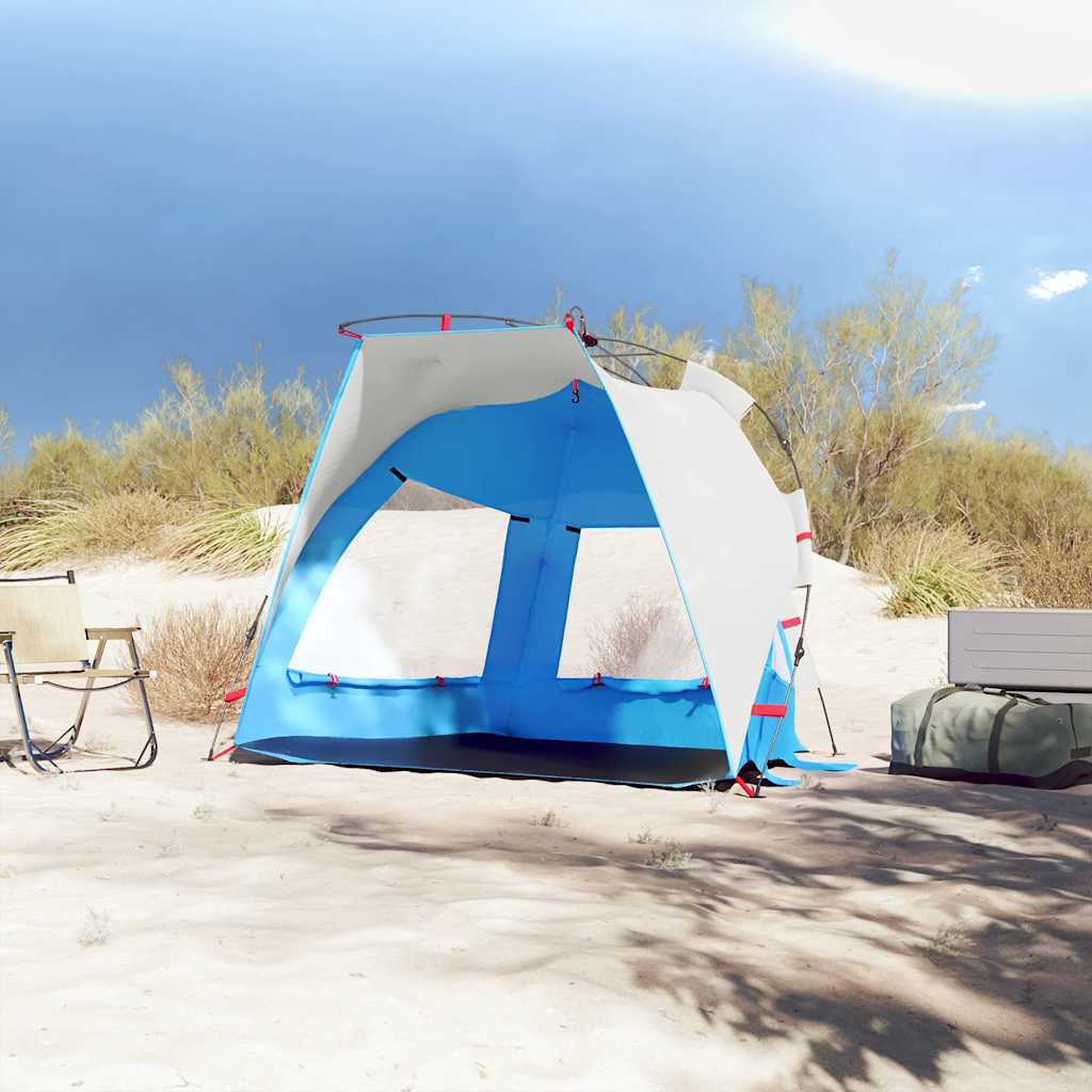 VidaXL tente de plage 2 personnes étanche à dégagement rapide bleu azur