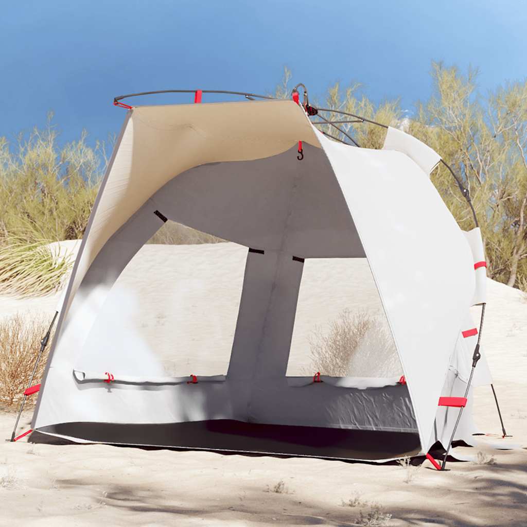 Vidaxl tente de plage 2 personnes étanche à dégagement rapide gris