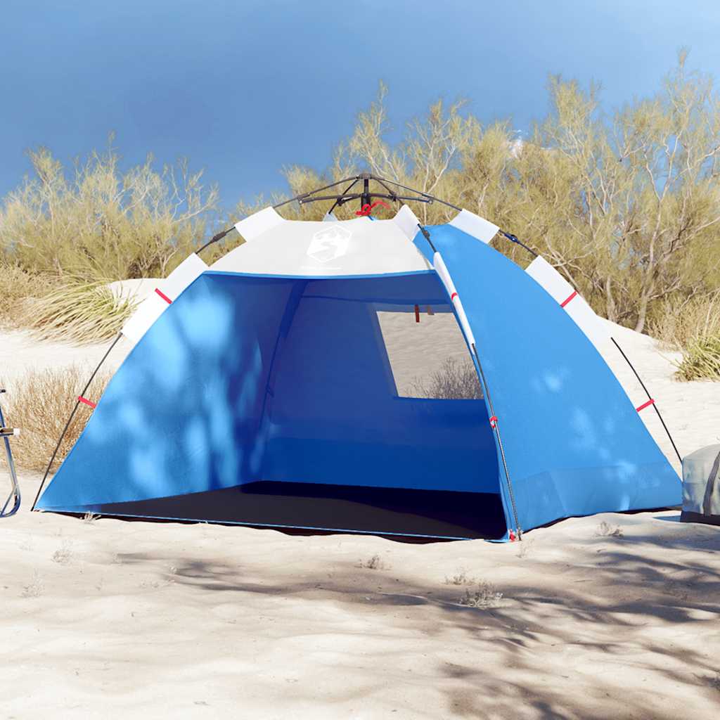 VidaXL tente de plage 2 personnes étanche à dégagement rapide bleu azur