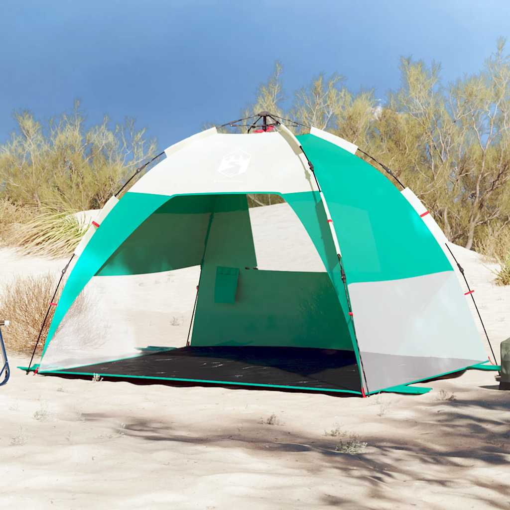 VidaXL tente de plage 2 personnes étanche à dégagement rapide vert d'eau