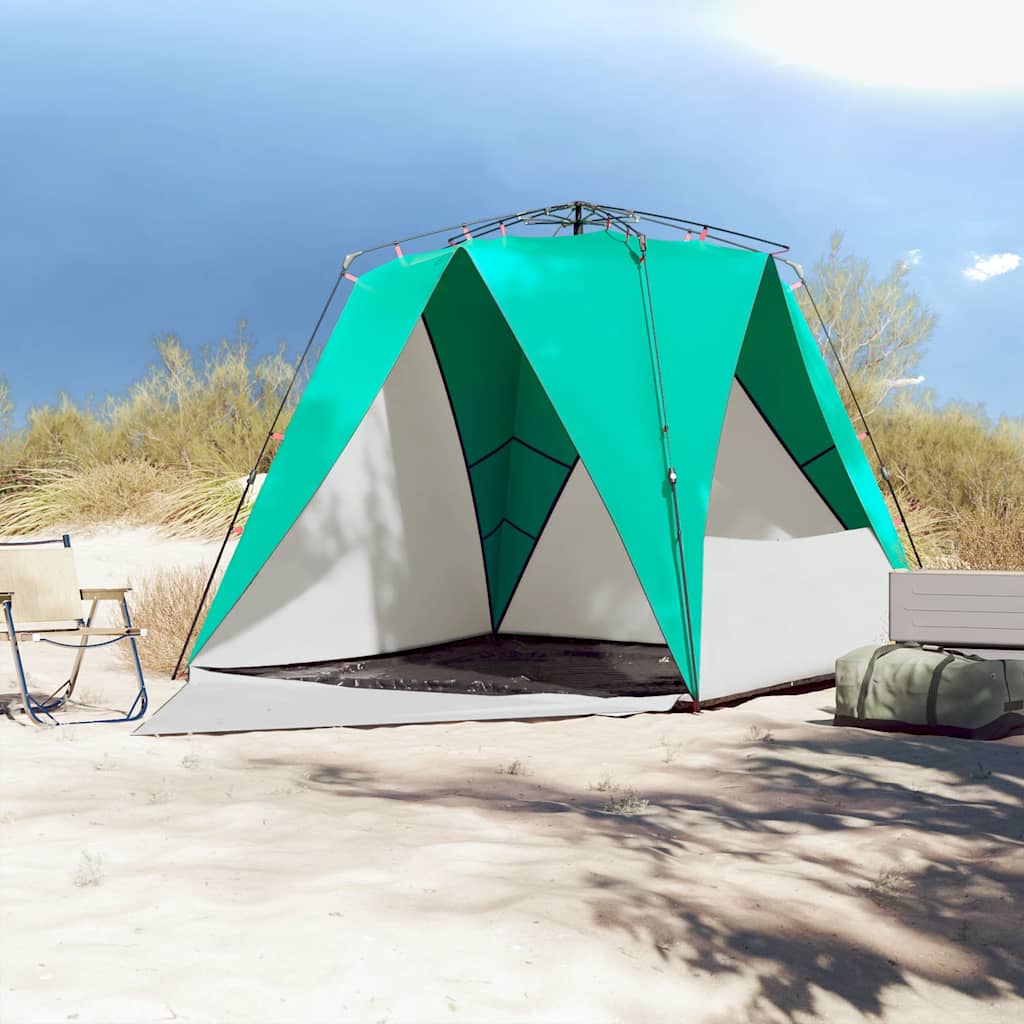 VidaXL tente de plage 4 personnes étanche à dégagement rapide vert d'eau