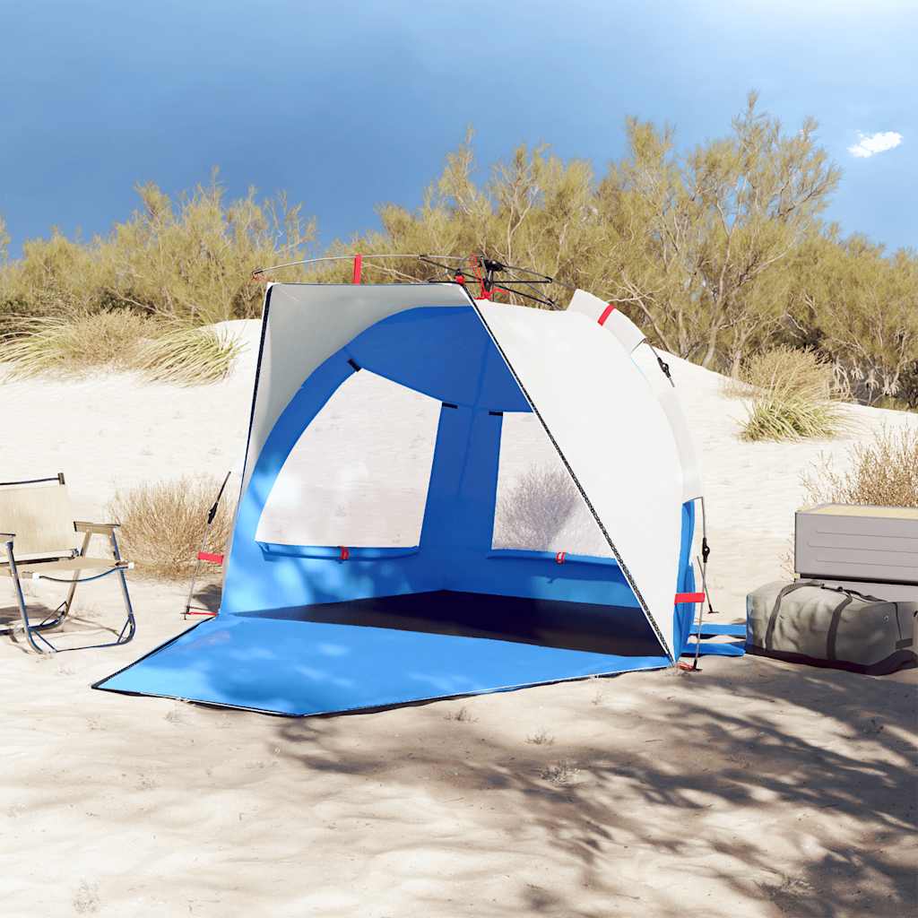 VidaXL tente de plage 2 personnes étanche à dégagement rapide bleu azur